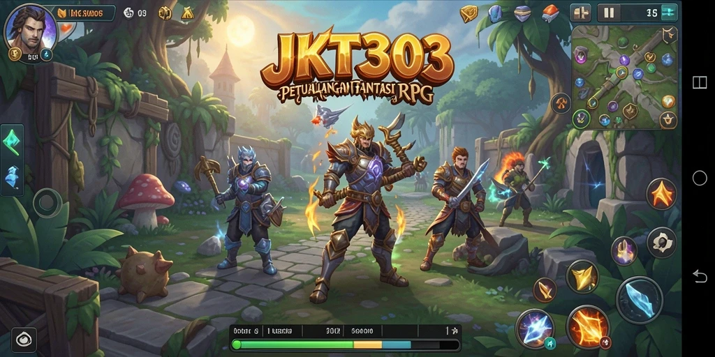 Tampilan gameplay menakjubkan dari JKT303 yang menawarkan petualangan RPG mendalam.