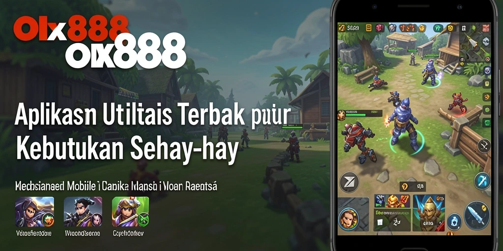 Tampilan aplikasi OLX888 dengan fitur utilitas yang menarik.