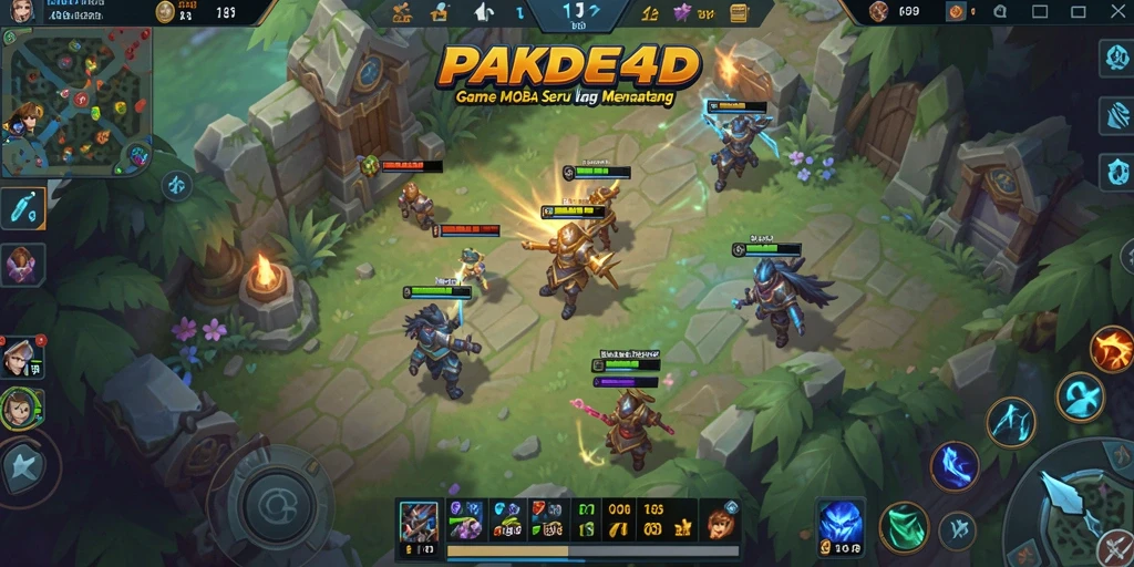 Gameplay seru PAKDE4D dengan tim yang bertarung di arena.
