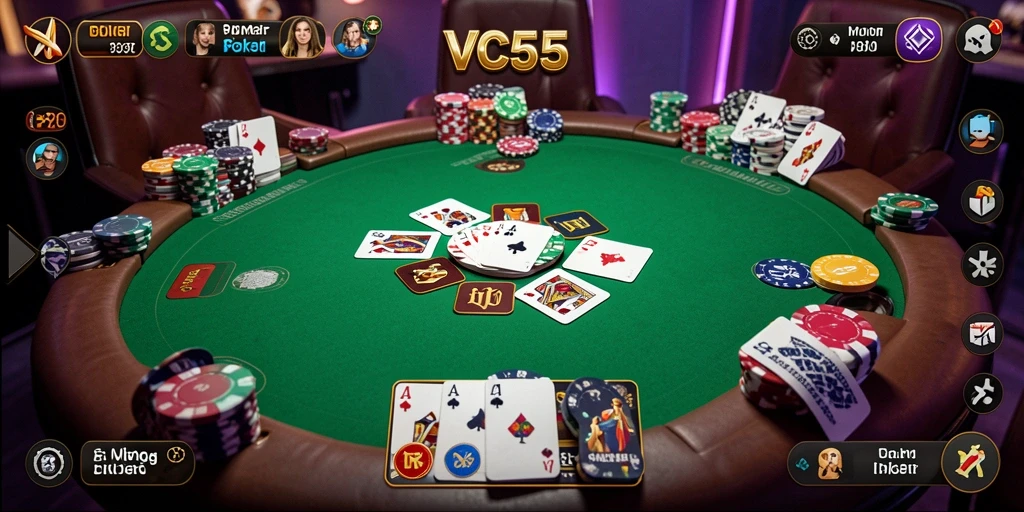 Tampilan menarik dari gameplay poker VC55 yang seru.