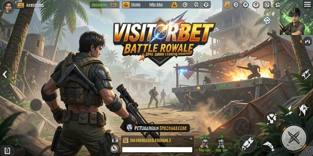 Tangkapan layar gameplay seru dari VISITORBET dalam pertempuran Battle Royale.
